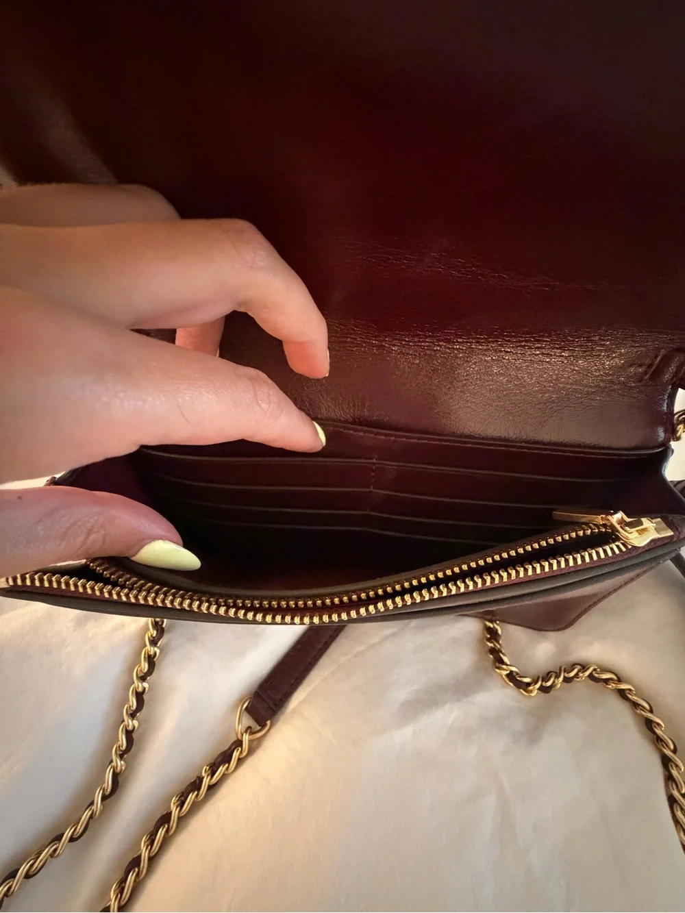 Tory Burch Quilted Leather Crossbody in Nebbiolo